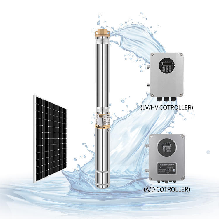 Solar Powered DC Brushless Submersible Water Pump 24V Irrigation Garden Pond Deep Well High Flow High Pressure Stainless Steel